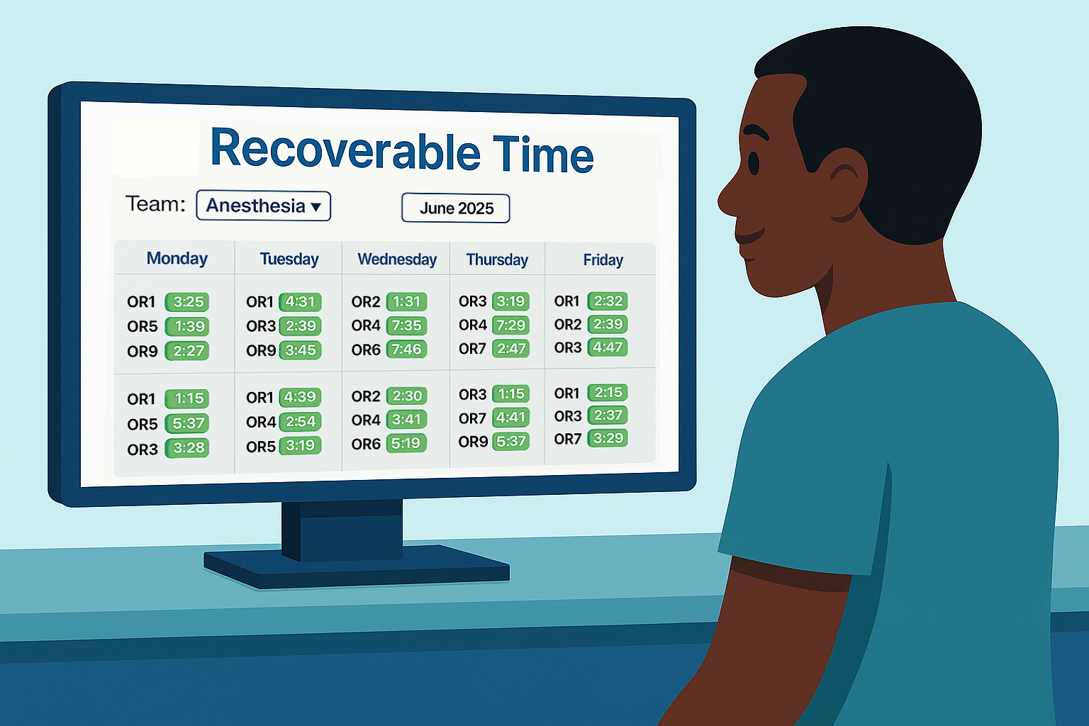 Recoverable time analysis showing operational efficiency opportunities